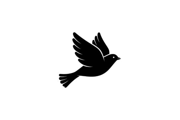 Black Flying Bird Silhouette with Outstr: A Dynamic Graphic Asset