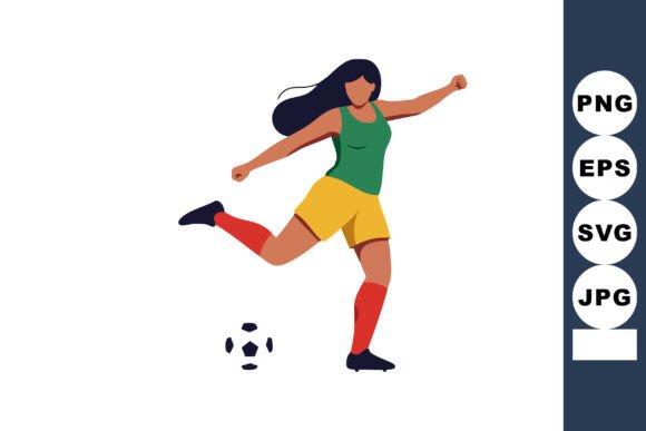Capturing Dynamic Energy: The Female Soccer Player Kicking Ball in Act