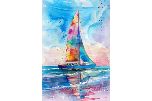 Colorful Sailboat Ocean Wall Art Print: A Visual Anchor for Creative Projects