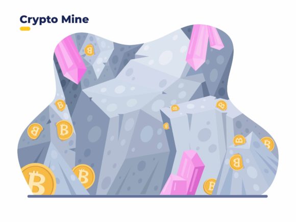 Crypto Mine Vector Flat Illustration: A Digital Asset Visualized