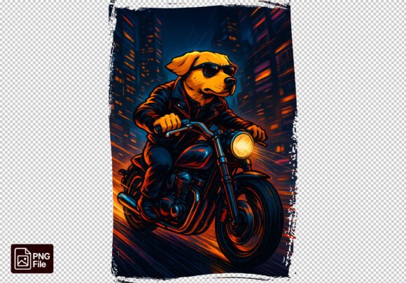 Dark Night Labrador Ride: Biker Dog PNG for Edgy Designs