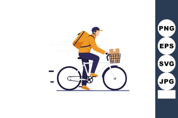 Delivery Person Riding Bicycle with Oran: Energetic Illustration for Dynamic Projects