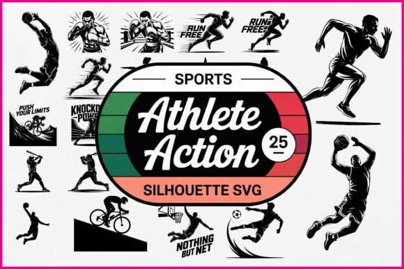 Dynamic Athlete Action Silhouette SVG Bundle for Creators