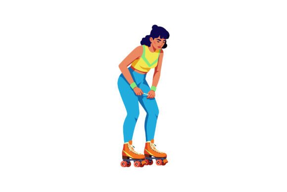 Dynamic Motion: Using Woman Roller Skating Wearing Yellow Top in Design