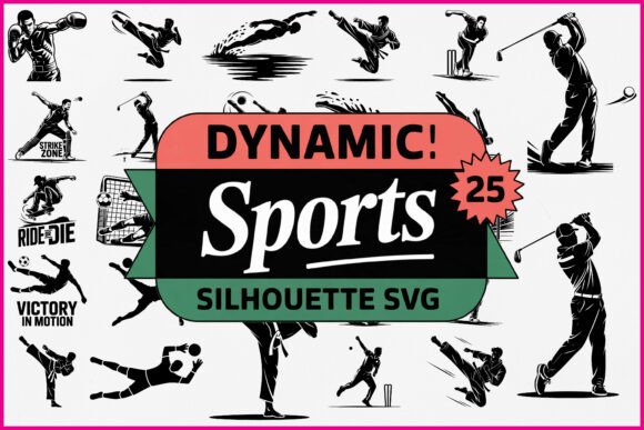 Dynamic Sports Silhouette SVG Bundle: Versatile Design Assets