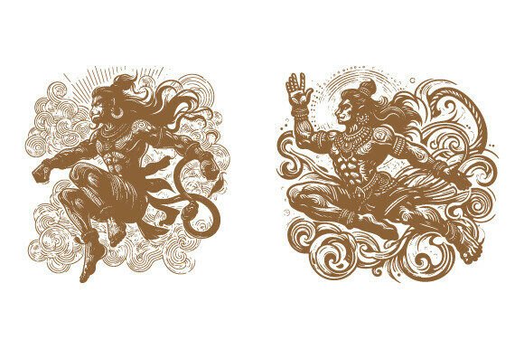 Dynamic Vector Illustration of Lord Hanuman Arts for Modern Design