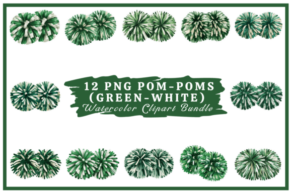 Green & White Pom-Poms Watercolor Bundle: A Creative Asset for Energetic Design