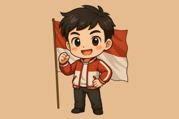Red and White Rising: Chibi Spirit in Mo for Modern Design