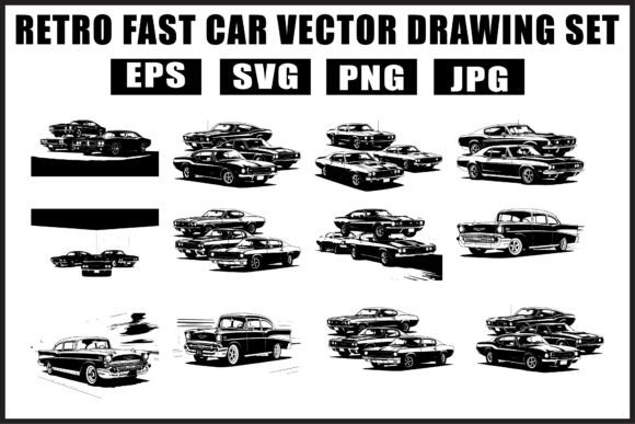 Retro Black Car Vector Pack: Injecting Vintage Horsepower into Modern Design