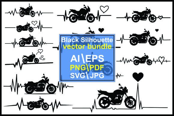 Silhouette Motorcycle Heartbeat Vector: Fuel Your Brand’s Pulse