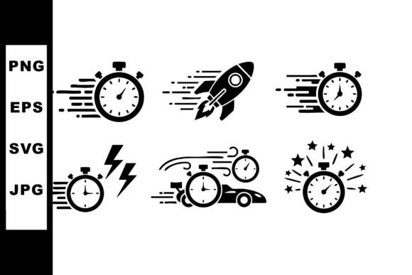 Stopwatch and Rocket Vector Icons: A Symbol of Modern Speed