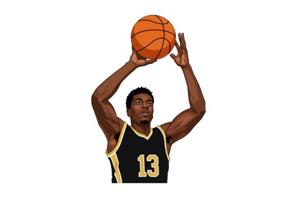 The Dynamic Edge of Basketball Player Shooting a Ball in Bla