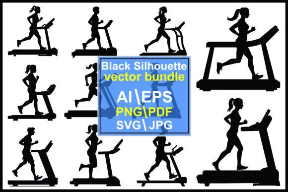 Treadmill Sport Silhouette: Dynamic Fitness Graphics