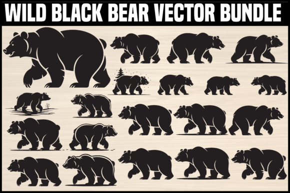 Wild Black Bear Vector Collection: Your Go-To for Rugged Visuals