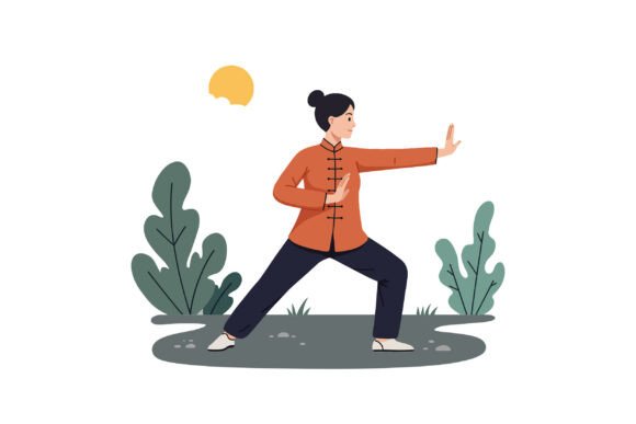 Woman Practicing Tai Chi in a Minimal Fl: A Serif Font for Dynamic Branding